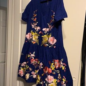 pep hem mini dress with embroidery